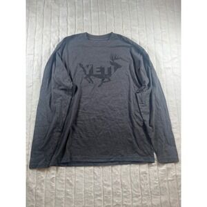 Yeti Long Sleeve T Shirt‎ Mens Medium Gray Deer Logo Graphic Tee